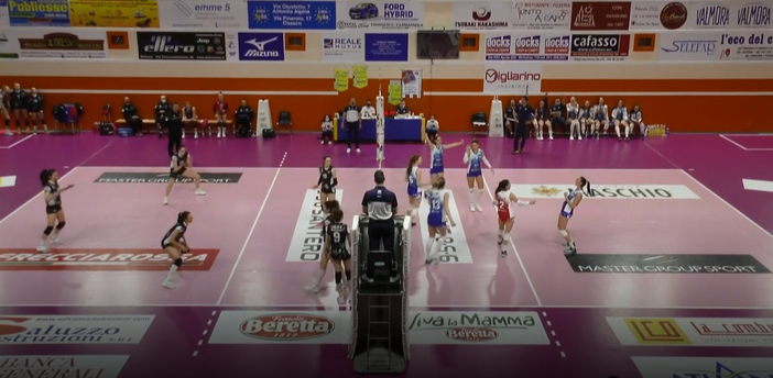 Un momento del match tra Eurospin Pinerolo e Futura Giovani Volley Busto Arsizio