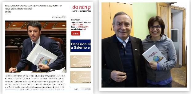 Matteo Renzi alla Camera dei deputati con il libro del parroco cuneese don Gianni sotto il braccio Matteo Renzi alla Camera dei deputati con il libro del parroco cuneese don Gianni sotto il braccio