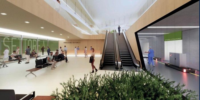 La simulazione dell'area interna del nuovo ospedale