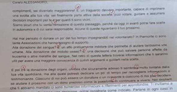Una parte della lettera con gli errori ortografici Una parte della lettera con gli errori ortografici