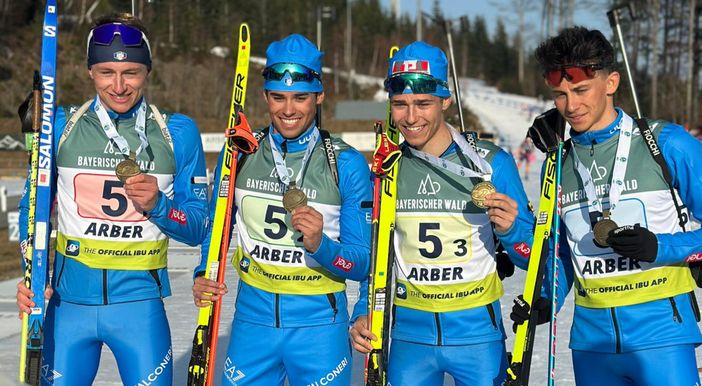 BIATHLON / Nicola Giordano di bronzo nella staffetta maschile dei mondiali giovanili di Arber BIATHLON / Nicola Giordano di bronzo nella staffetta maschile dei mondiali giovanili di Arber