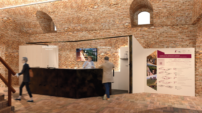 Il rendering della nuova biglietteria Il rendering della nuova biglietteria