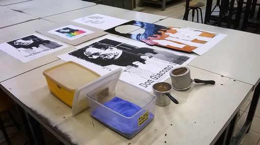 Realizzazione grafico degli studenti del Soleri- Bertoni per ricordare don Giacomo Soleri