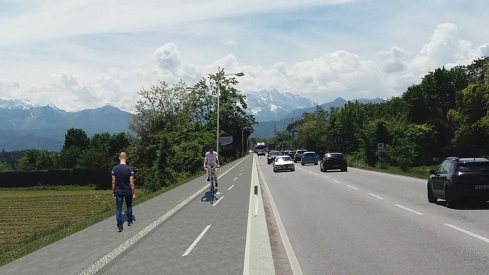 Il render del progetto sulla pista ciclabile di via Torino