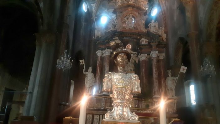 Il busto di San Chiaffredo esposto nel Duomo di Saluzzo