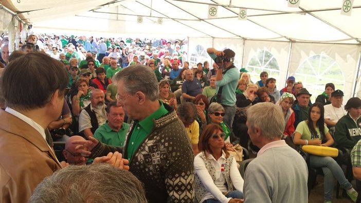 Un fotogramma della "Festa dei popoli padani" 2014, a Pian della Regina