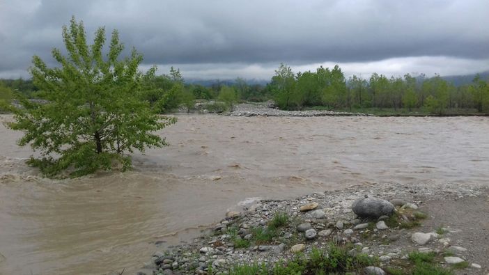 Il fiume Gesso, nell'area dove viene installata la pedancola Il fiume Gesso, nell'area dove viene installata la pedancola