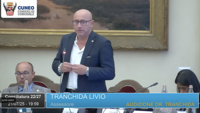 Tranchida in consiglio comunale a Cuneo, lo scorso mese di luglio Tranchida in consiglio comunale a Cuneo, lo scorso mese di luglio