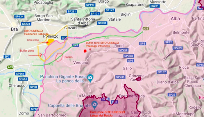 Il tracciato autostradale e le zone Unesco Il tracciato autostradale e le zone Unesco