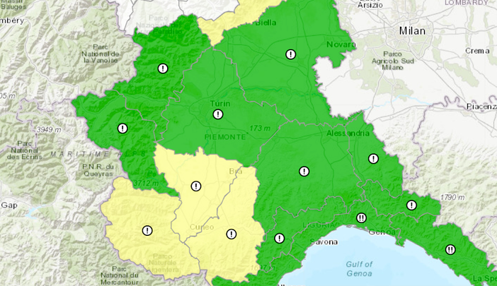 Nuove nevicate a quote  collinari: allerta gialla  sul Piemonte meridionale
