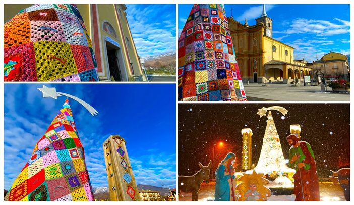 40 metri quadrati di lana lavorata a mano, anche da Francia e Marche, per gli addobbi natalizi di Paesana (FOTO)