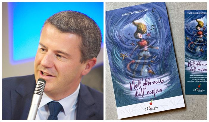 A sinistra il giornalista e autore Fabrizio Brignone / A destra il libro "Nell'abbraccio dell'acqua" A sinistra il giornalista e autore Fabrizio Brignone / A destra il libro "Nell'abbraccio dell'acqua"