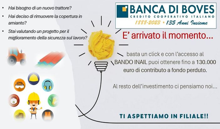 Banca di Boves: la tua sicurezza è importante - Bando INAIL