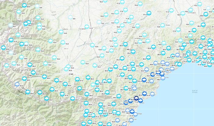 Le precipitazioni piovose rilevate da Arpa nelle ultime 24 ore Le precipitazioni piovose rilevate da Arpa nelle ultime 24 ore