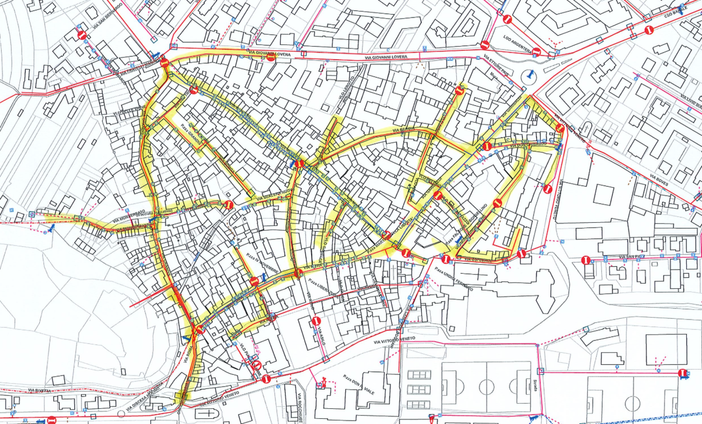 Evidenziate le strade interessate dalla sospensione Evidenziate le strade interessate dalla sospensione