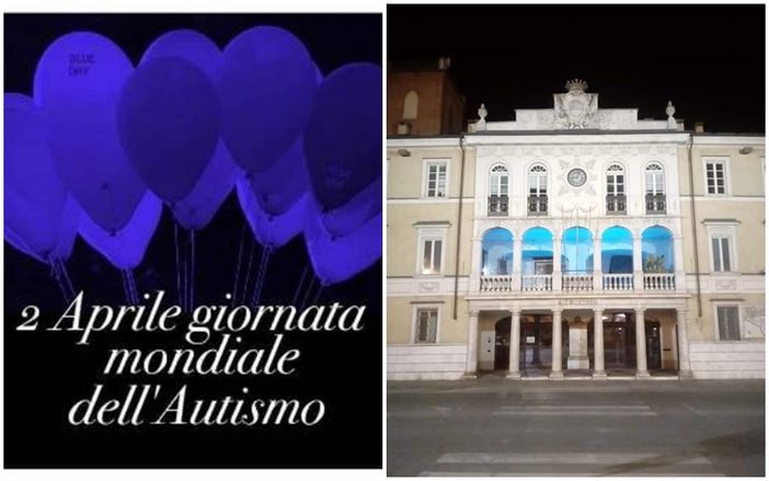 Autismo: anche il municipio di Mondovì si è tinto di blu per una notte