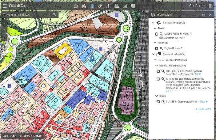 La pagina del Geoportale su Cuneo