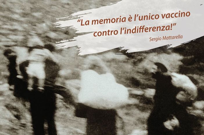 Attraverso la Memoria - foto storica con la frase del Presidente Mattarella
