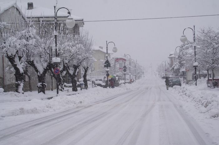 Corso Marconi sotto la neve, in un'immagine di repertorio