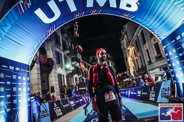Domenico Saulo all'arrivo dell'UTMB 2023, Ultra Trail Monte Bianco
