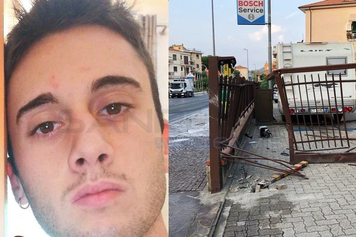 Matteo Muratore (a sinistra) ed il luogo dell'incidente in cui il giovane 19enne ha perso la vita