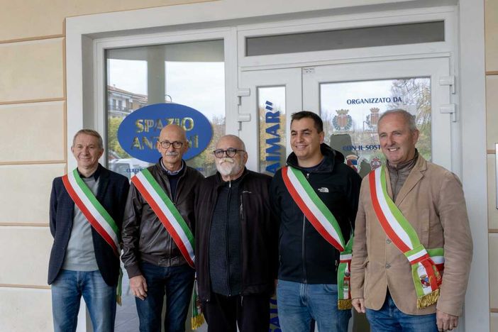 Da sinistra, Degiovanni, Ezio Donadio sindaco di Busca, il presidente Alfieri, Ribero e Armando
