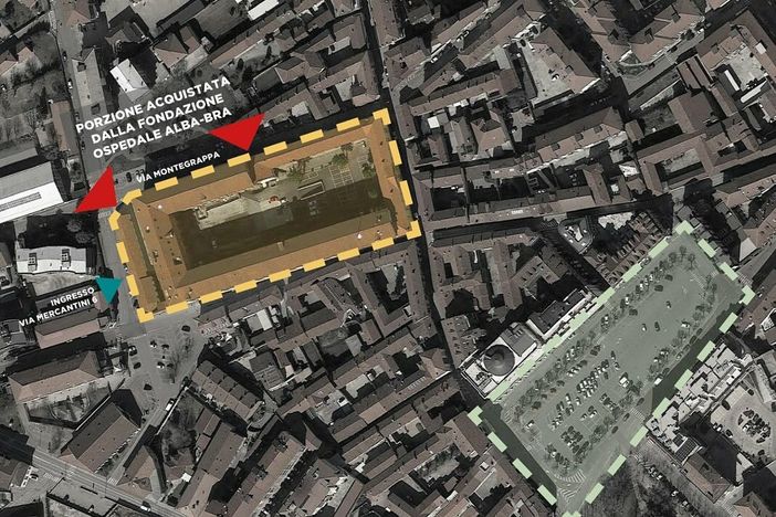 Il dettaglio della zona di Bra dove sorgerà il complesso Il dettaglio della zona di Bra dove sorgerà il complesso