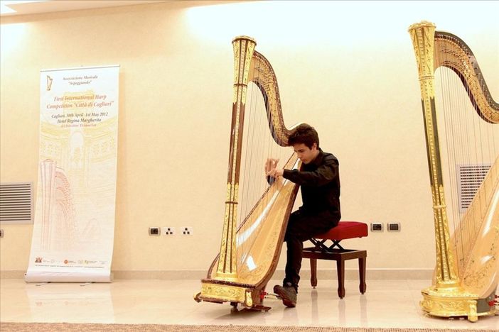 Valerio Lisci all'arpa Valerio Lisci all'arpa