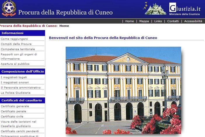Sito ufficiale della Procura di Cuneo, bello ma vecchio