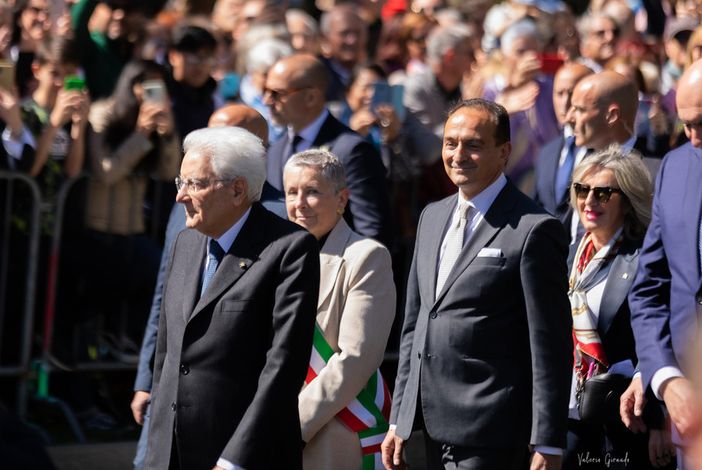 Il Presidente Mattarella con Patrizia Manassero, Alberto Cirio, Monica Ciaburro e Guido Crosetto