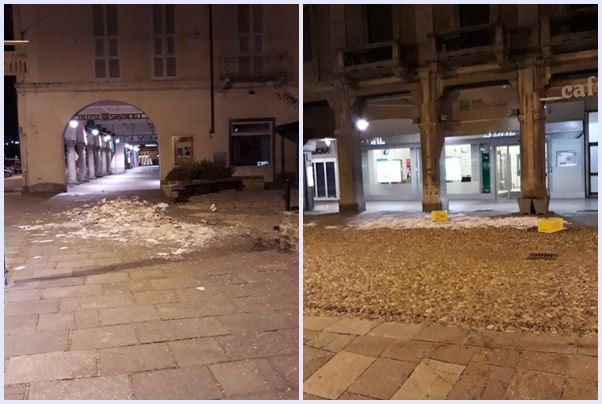 Le immagini scattate in corso Statuto all'alba di martedì 13 febbraio