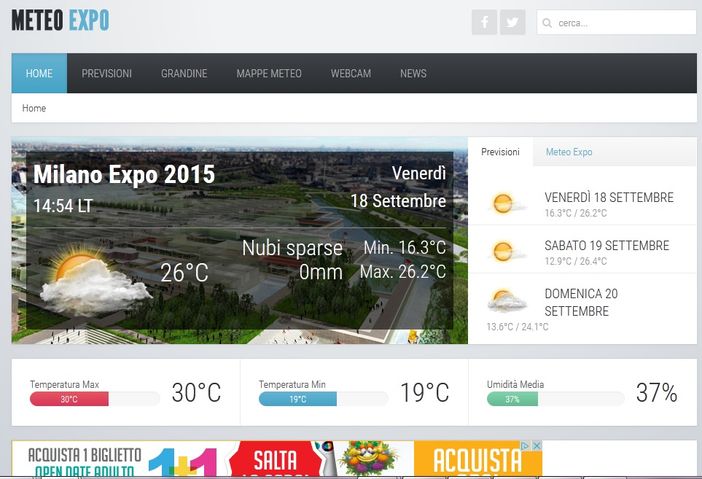 Avete intenzione di visitare l’Expo in questi giorni? restate aggiornati sul tempo con Meteo-Expo.it