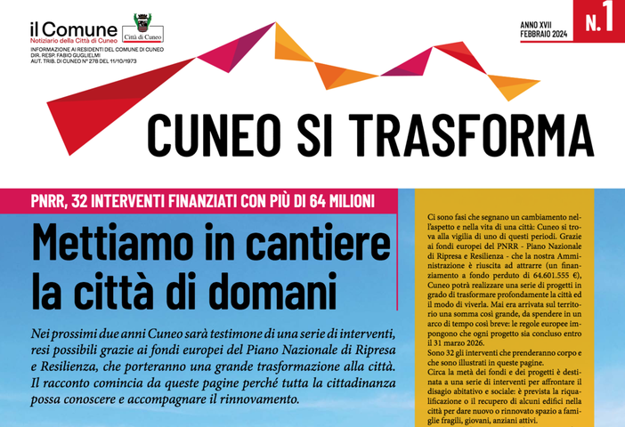 Un estratto dal primo numero del notiziario "Cuneo si trasforma"