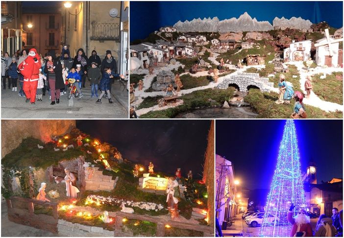 La festa per l'accensione dell'albero di Natale (Foto Battisti, Sanfront) e i due presepi allestiti in paese La festa per l'accensione dell'albero di Natale (Foto Battisti, Sanfront) e i due presepi allestiti in paese