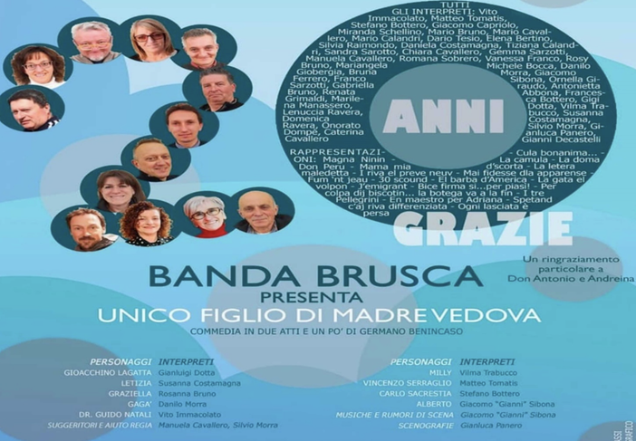 Questa sera a Niella Tanaro in scena "Unico figlio di madre vedova" con “La Banda Brusca” ci Bene Vagienna