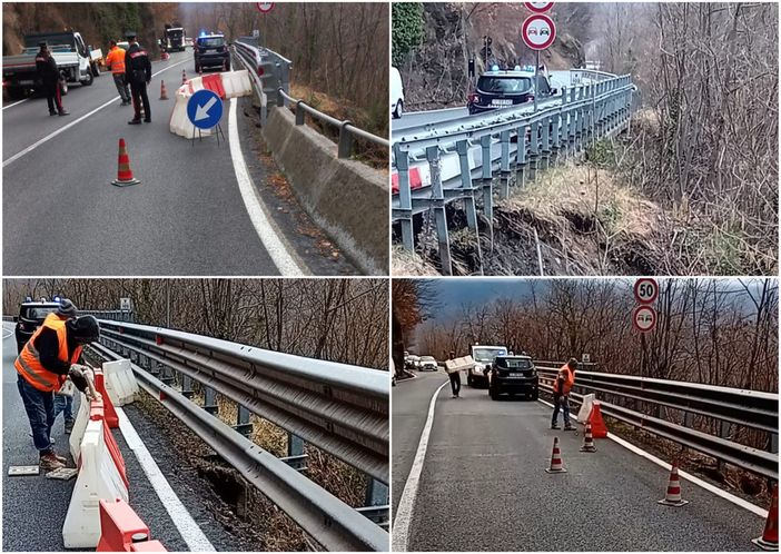 Statale 28 del Col di Nava interessata da una frana all’altezza di Case Rosse (foto)