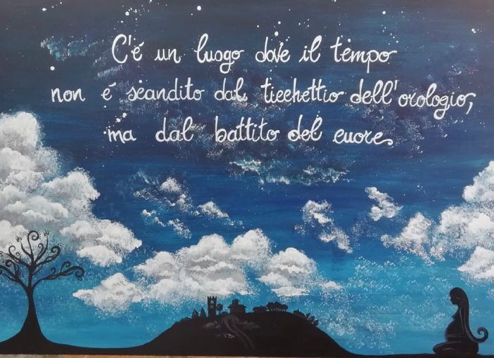 Il quadro realizzato dall'ostetrica Ilaria Grillo per il reparto