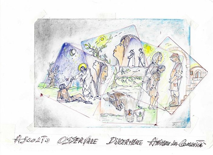 Aiutare per fare rialzare le persone: questo il motto della Caritas di Alba. (Illustrazione Caritas pagina Facebook)