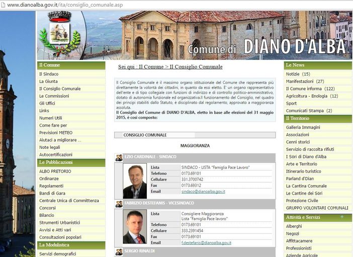 Diano d'Alba: per i Consiglieri Comunali la mail è istituzionale