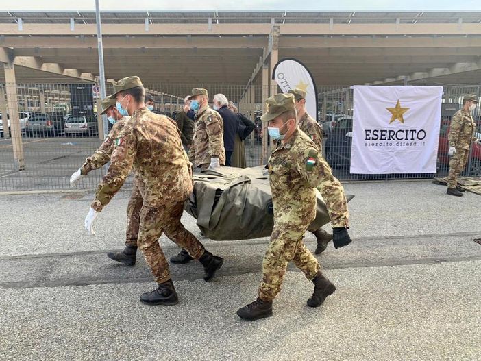 L'allestimento presso l'ospedale di Savigliano
