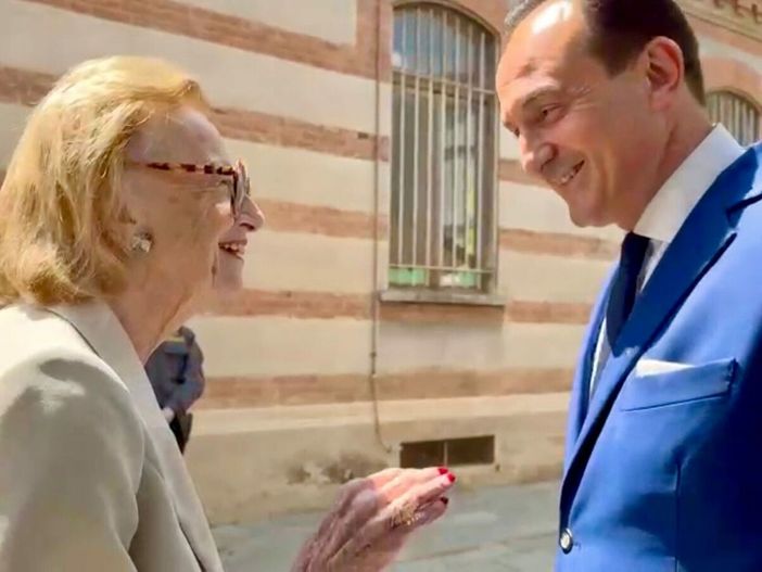 Maria Franca Ferrero col governatore piemontese Alberto Cirio