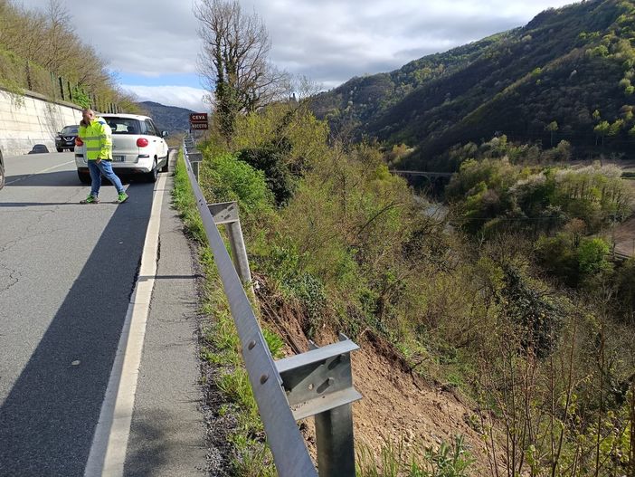 La frana in località Mombrignone a Ceva La frana in località Mombrignone a Ceva