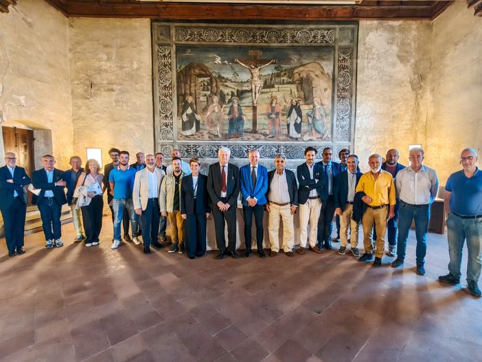 Saluzzo, convento della Chiesa di San Giovanni, incontro tra i vertici di Confindustria Cuneo e la Consulta dei Sindaci del Saluzzese