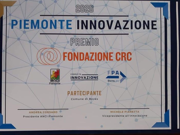 Boves riceve il premio Piemonte Innovazione Boves riceve il premio Piemonte Innovazione