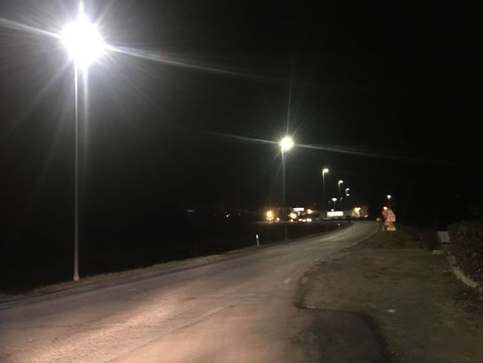 Un'area con il nuovo impianto di illuminazione pubblica a led