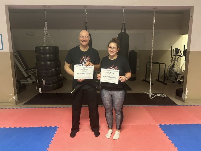 Carlotta Dutto e Marco Vaccheri ottengono la cintura nera di kravmaga