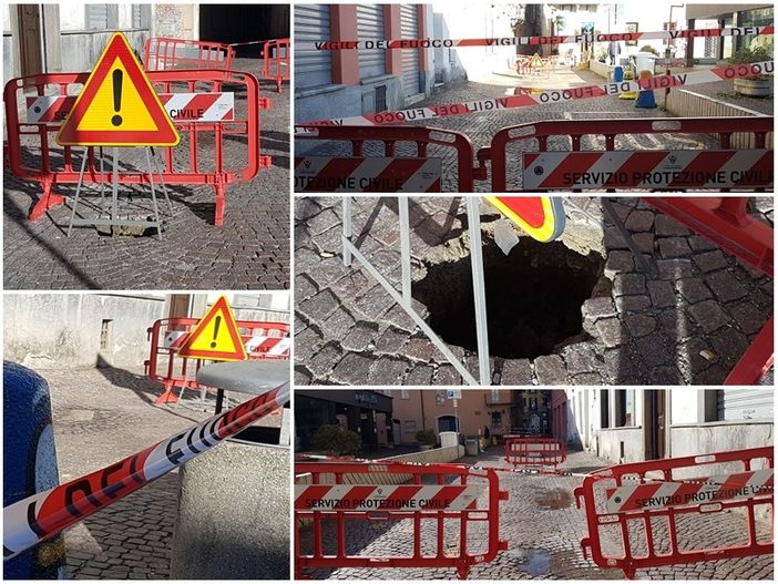 Piccola voragine in via Savigliano a Cuneo, chiuso un tratto di strada in piazza Boves