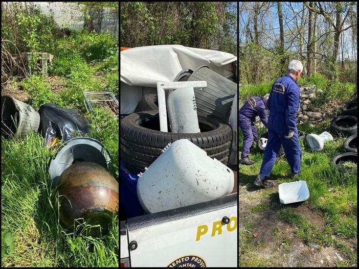 Cuneo, rimossi rifiuti abbandonati lungo le ripe del torrente Grana