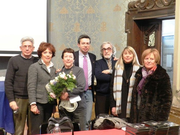 Da destra Patrizia Orsini, Clara Arnaldi, Gianfranco Saglia, Fabio Bailo, Bianca Hessel, Elena Peloso e Dario Dalla Mura