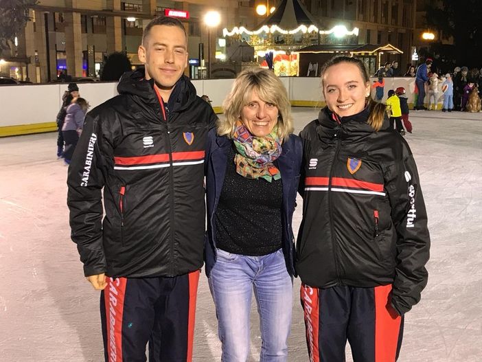 Da sinistra, Lorenzo Romano, Stefania Belmondo e Martina Di Centa